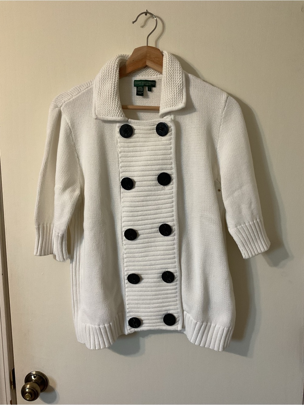 Vintage Lauren Jeans Co RL 100% Cotton Cream Knit Nautical Sweater w/ Collar L